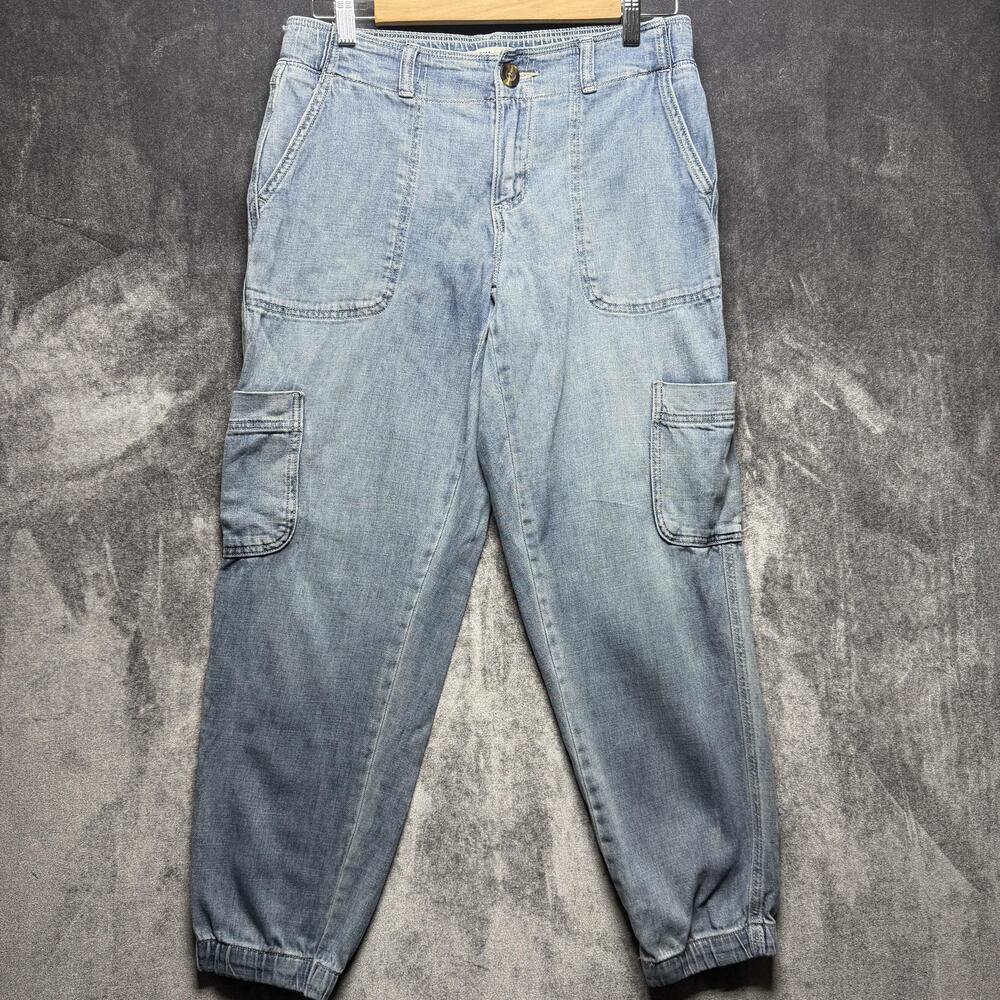 Sonoma Goods For Life Jeans Womens 4 Blue High Rise Relaxed Stretch Cargo Jogger